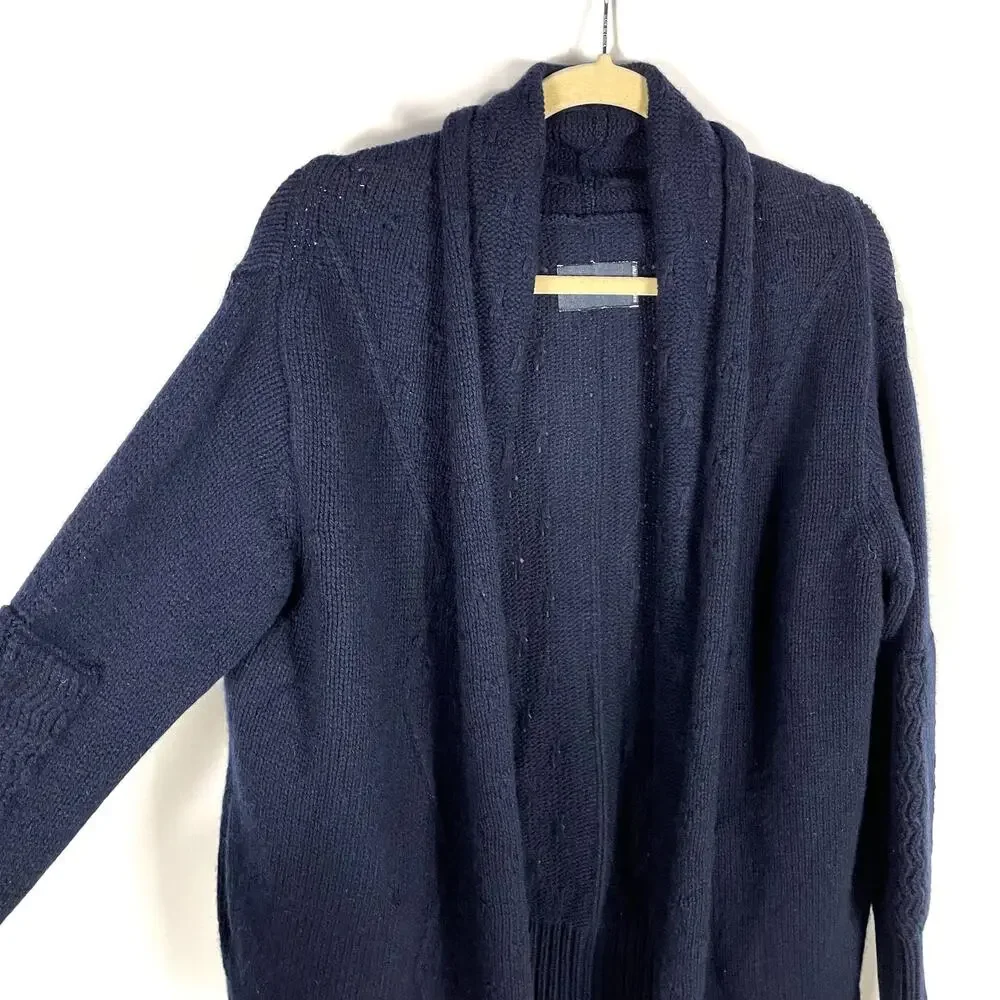Zadig & Voltaire Cyan Cashmere Cardigan Navy Blue Open Front‎ Long Sleeve Sz M - Picture 5 of 12